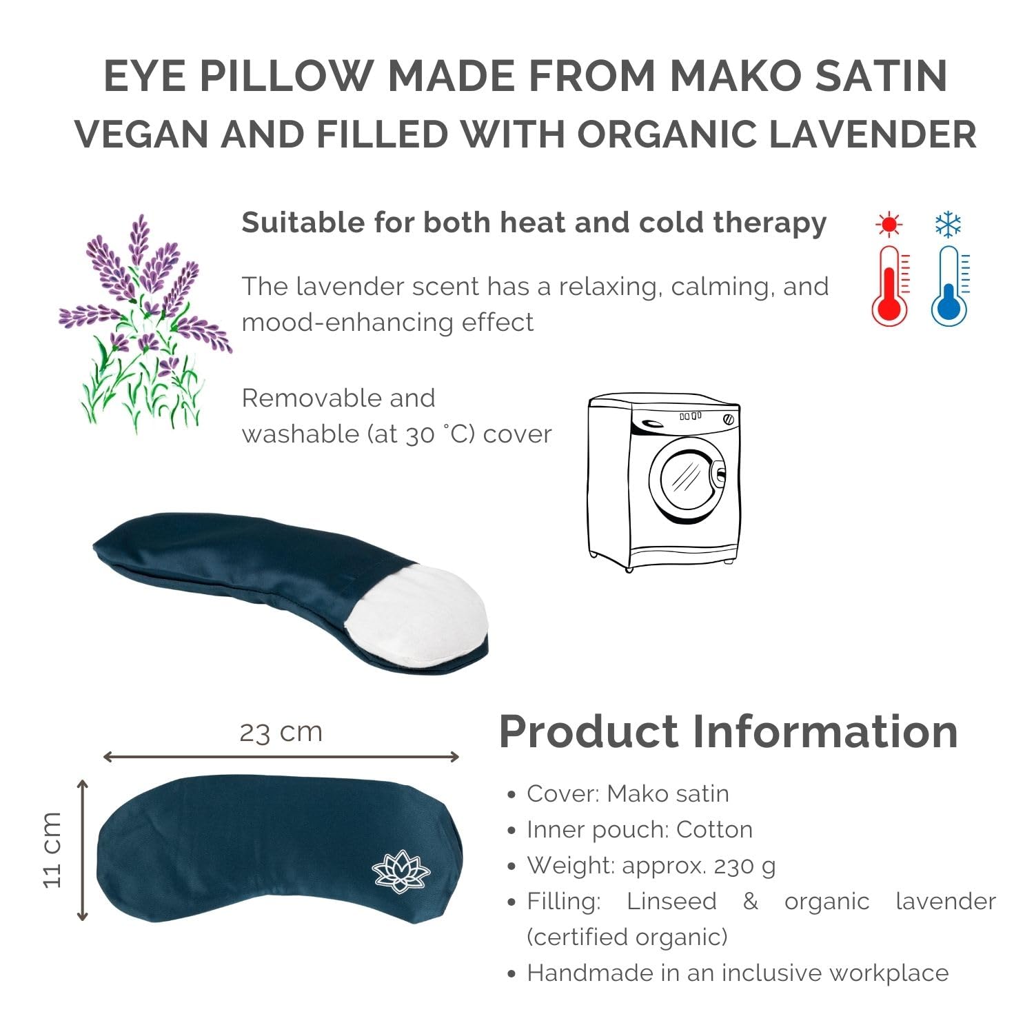 Bodhi Morbido cuscino per gli occhi con imbottitura in semi di lavanda, maschera per gli occhi per yoga, relax e meditazione, fodera in raso Maco o seta, per il benessere della casa (raso