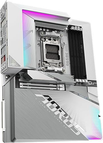 GIGABYTE B650E AORUS STEALTH ICE Motherboard - Supports AMD Ryzen 9000 CPUs- 12+2+2 phases VRM- up to 8000MHz DDR5 (OC)- 1xPCIe 5.0 M2 + 3xPCIe 4.0 M.2- Wi-Fi 7-2.5GbE LAN- USB 3.2 Gen 2x2 - 3