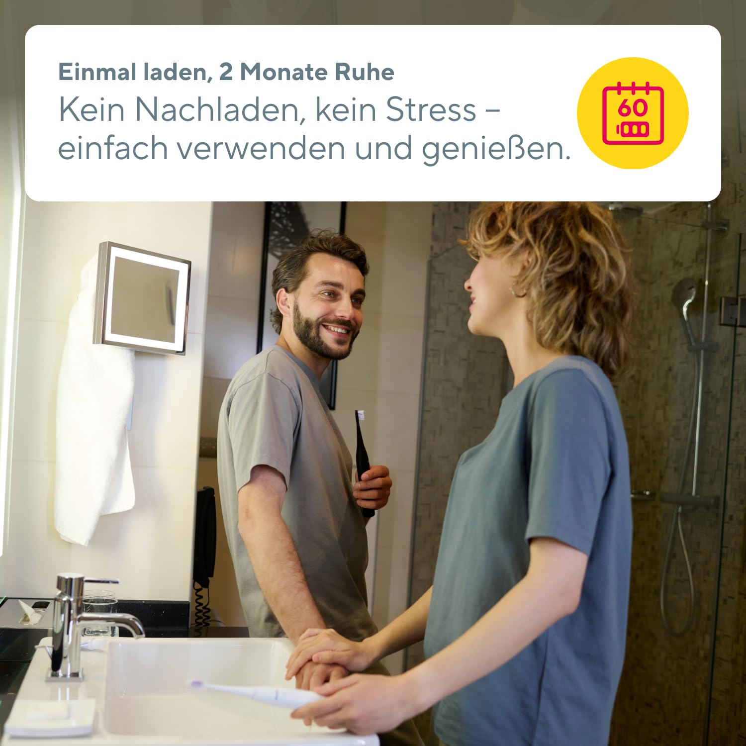 B.Well Swiss Elektrische Schallzahnbürste PRO-850, Zahnbürste mit 5 Betriebsmodi, 2 Monaten Akkulaufzeit und Timer, Inkl. 2 verschiedenfarbiger Bürstenköpfe mit DuPont-Premium-Borsten, Schwarz