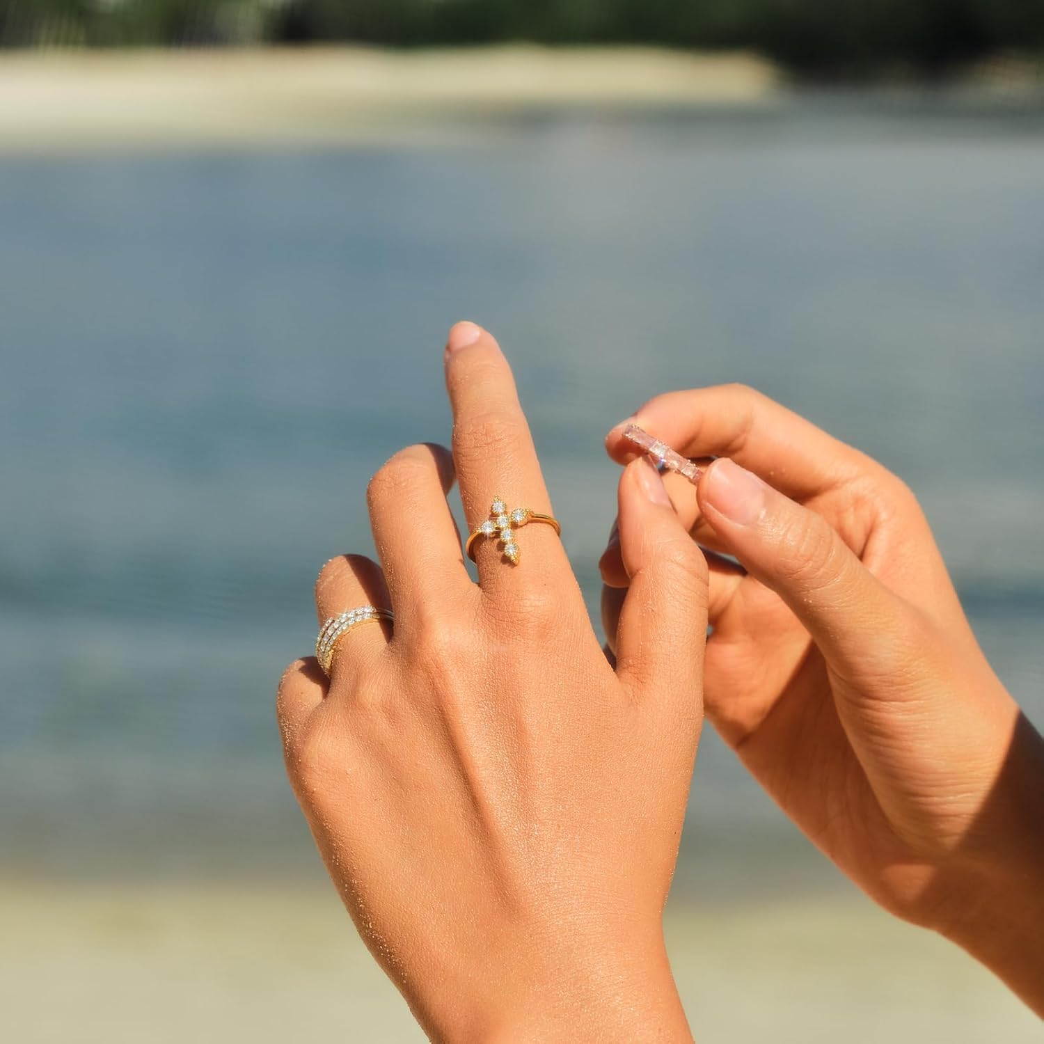 STORYJEWELLERY Cross Rings for Women, Purity Ring, Gold Plated Christian Rings for Women, Dainty Thin Ring, Religious Jewelry, Confirmation and Baptism Gifts - Image 4