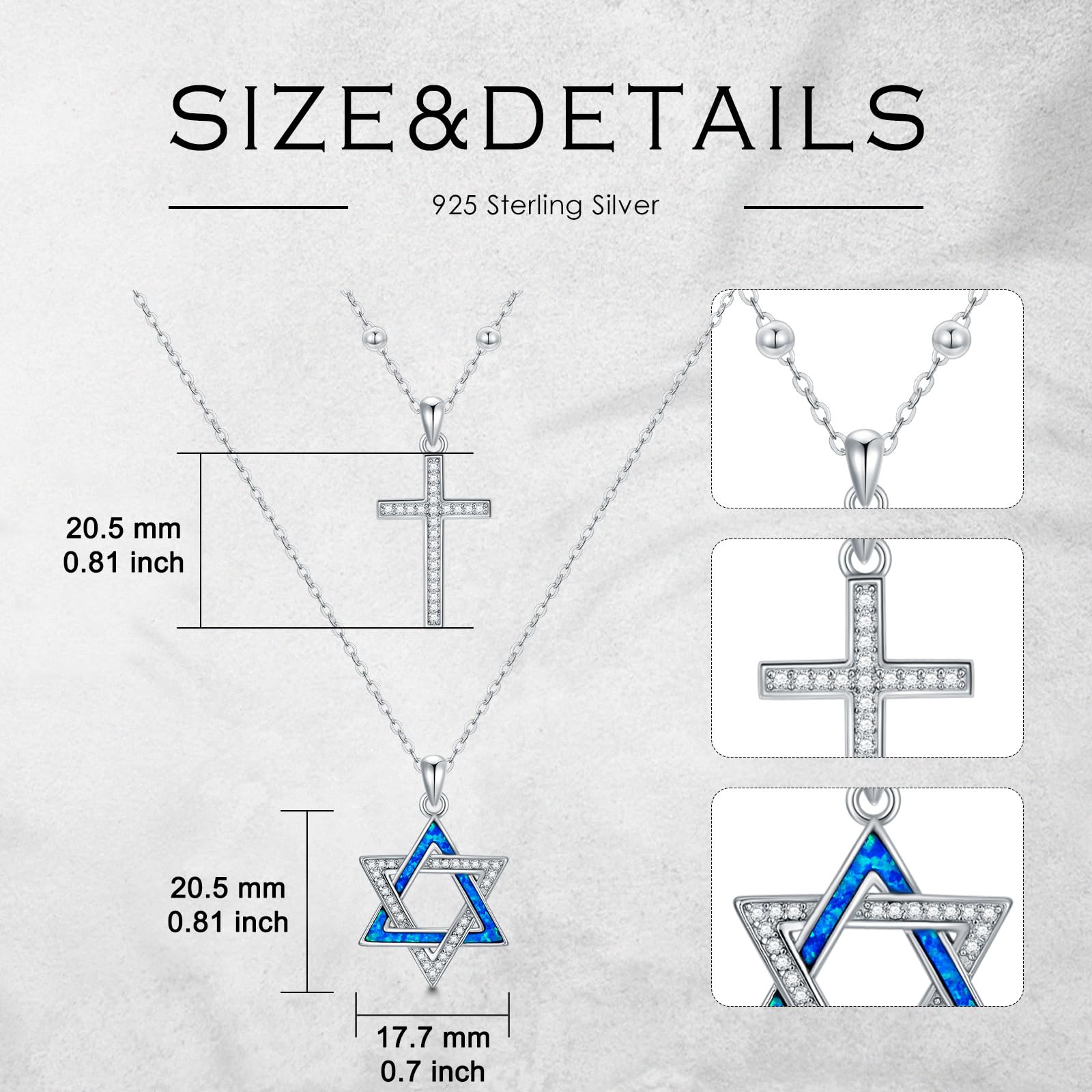 Collana a forma di stella di David, in argento sterling 925, con opale a forma di stella di David, con ciondolo a forma di stella ebraica, idea regalo per donne