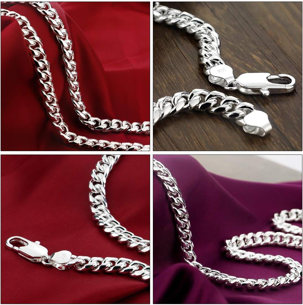 Dankadi Men's Silver Bracelet 8" Hot Cuban Chain 8MM 20CM Size Men's Jewelry Silver Bracelet For Men - Image 6
