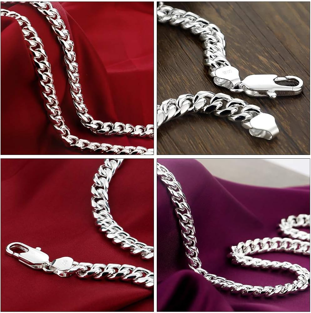 Vista 6 de Dankadi - Pulsera de plata para hombre, cadena cubana de 0.315in y 7.9in, para hombre