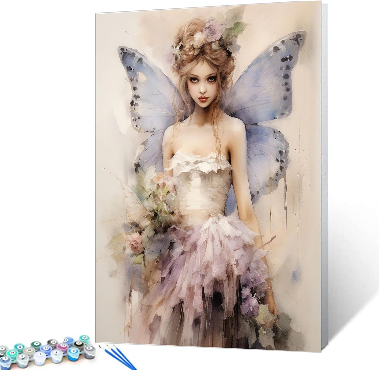 Tucocoo Vintage Fairy Paint by Numbers Kits with Brushes and Acrylic Pigment on Canvas Painting for Adults, Romantic Girl Boho Watercolor Art Picture for Home Wall Decor Gifts 16''x20'' (DIY Framed)