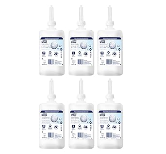 Tork Extra Mild Hand Washing Liquid Soap S1, No Fragrance Added, 6 x 1L, 400029 Formerly 400011