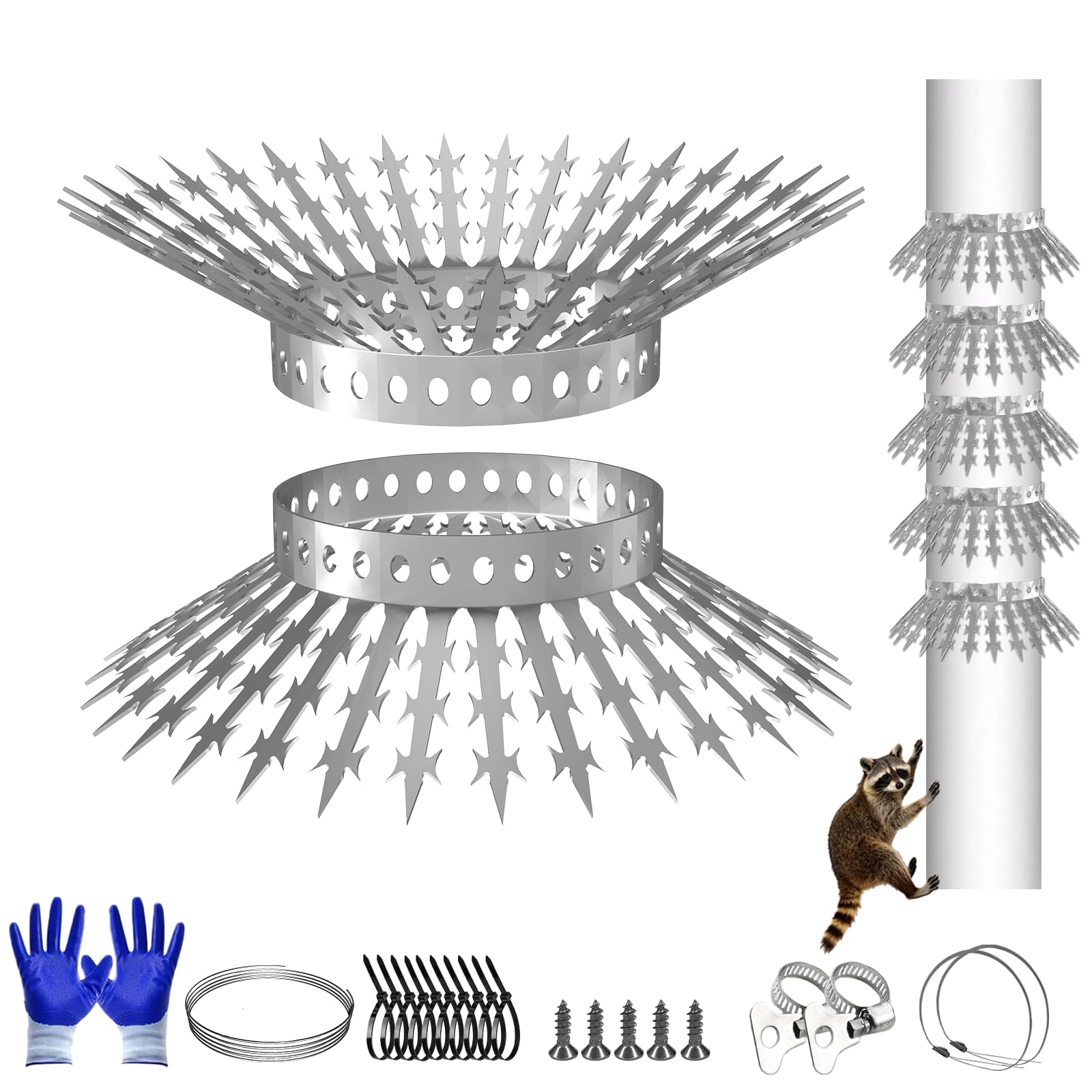 Marderabwehr Fallrohr Marderschutz Mader Waschbär Abwehr, Vertreiben Vögeln | Tauben- und Katzenabwehr für Dachrinne, Dachboden, Balkon, Garten, Baum & Haus, Edelstahl-Widerhaken-Spikes Schneidbar (1M)