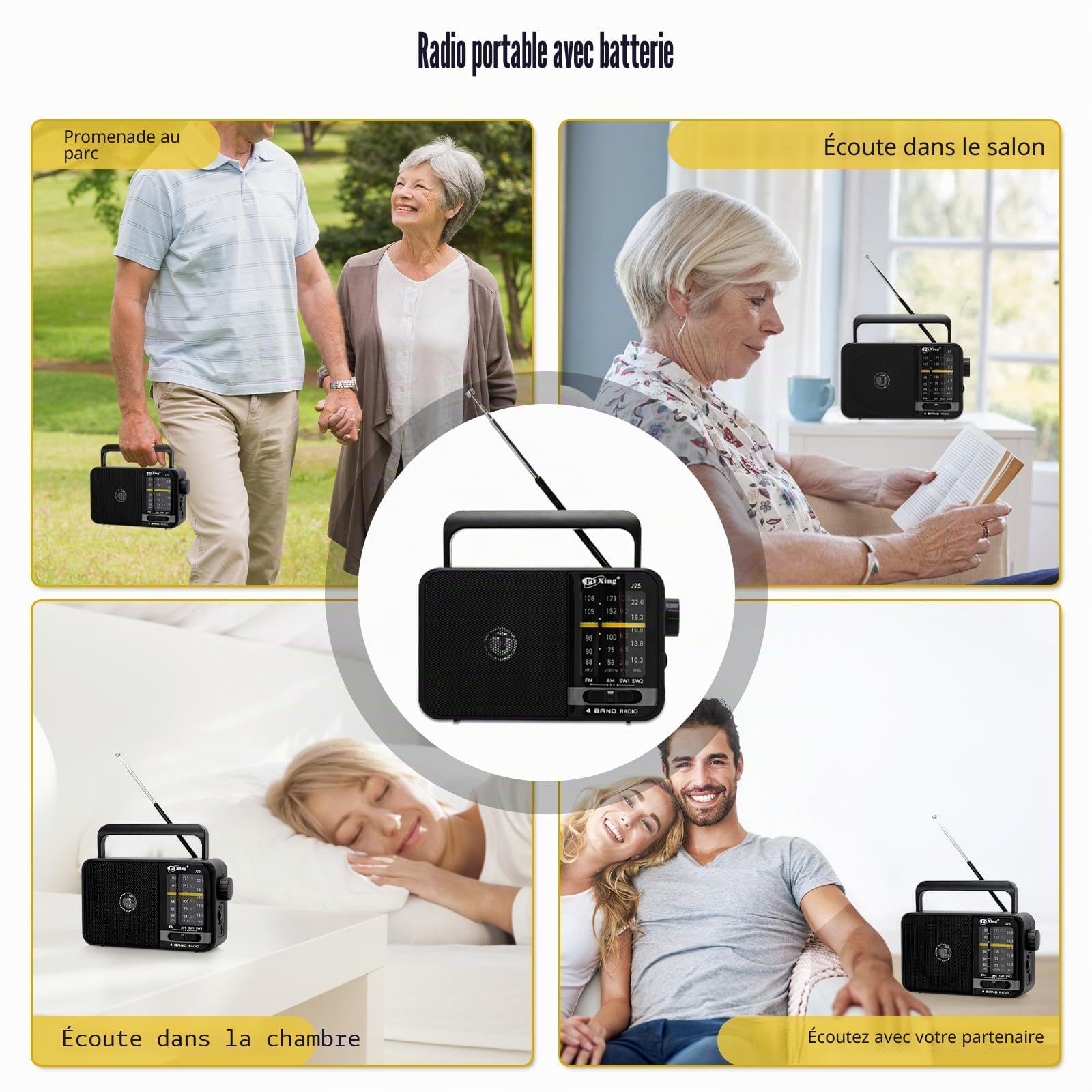 Portable FM AM Radio, réseau et Batterie Radio pour à la Maison ou en Plein air, Petite Poche avec Excellente réception, pour Les Personnes âgées, Facile à Utiliser, Noir