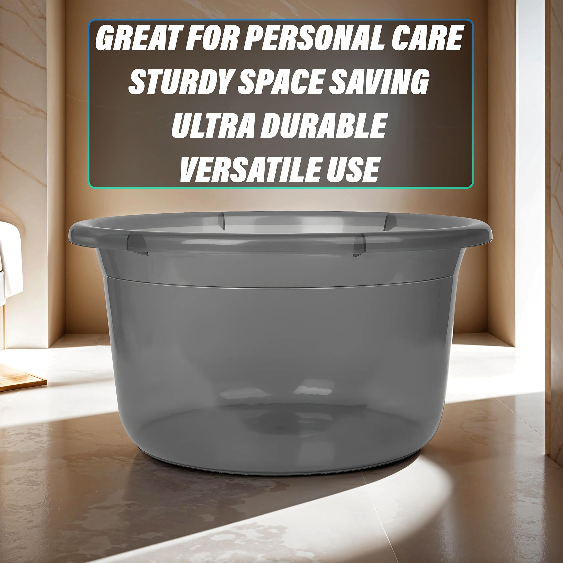 Kuber Industries Durable Deep Bath Tub|Versatile Short Livestock Feeding Pan| Plastic Utility Gaint Basin for Baby Bathing,Washing Clothes,26 Litre (Black) 4