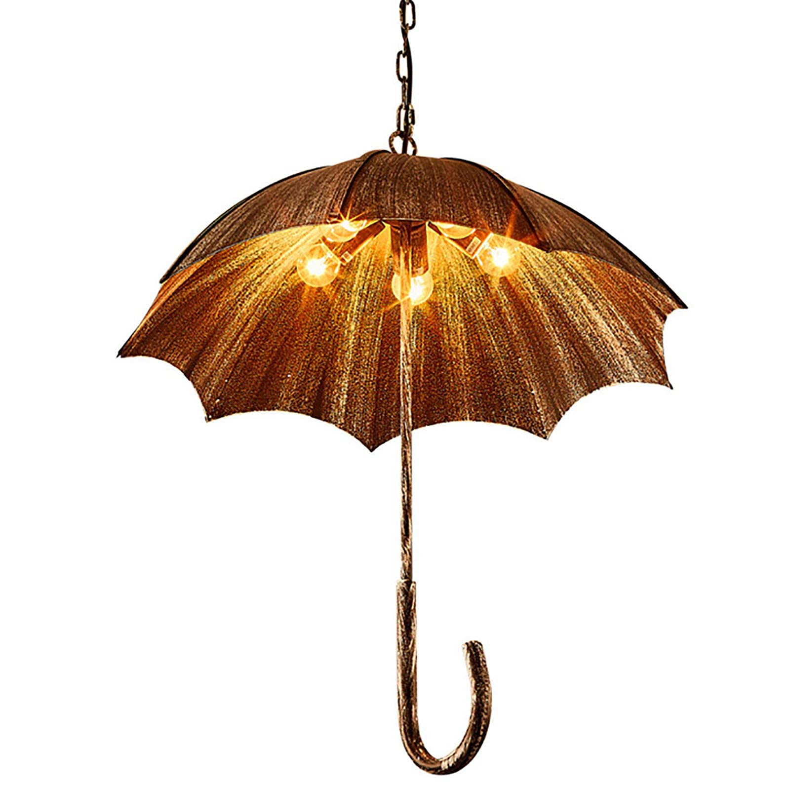 Lustre vintage en forme de parapluie avec 5 douilles en fer forgé rétro