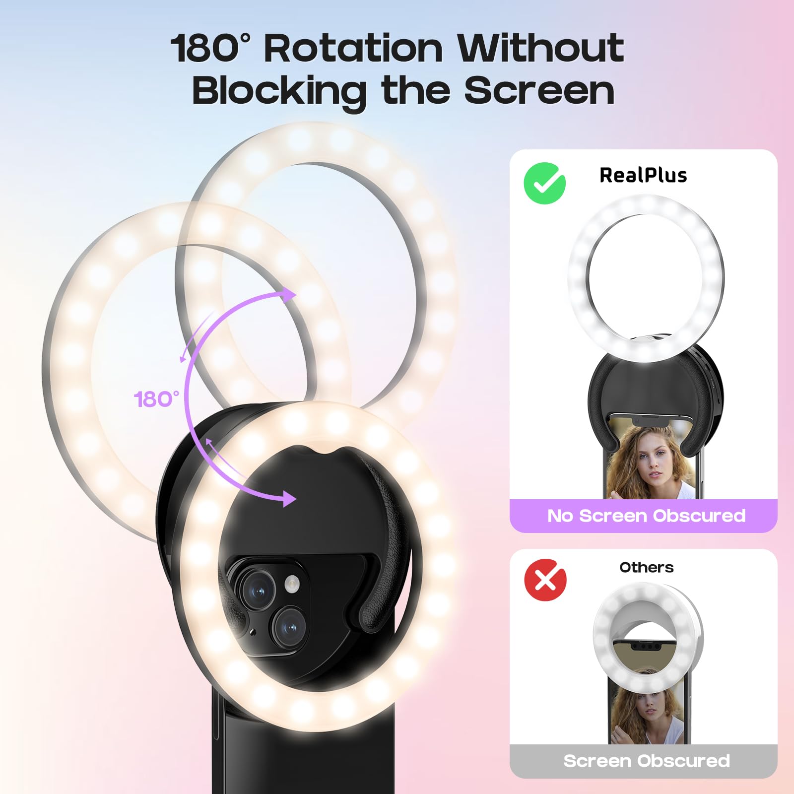 Luce Anello Selfie 10" Ricaricabile - 120 LED, 3 Modalità Luce, Con Treppiede, Per Telefono E Video - Foto 8