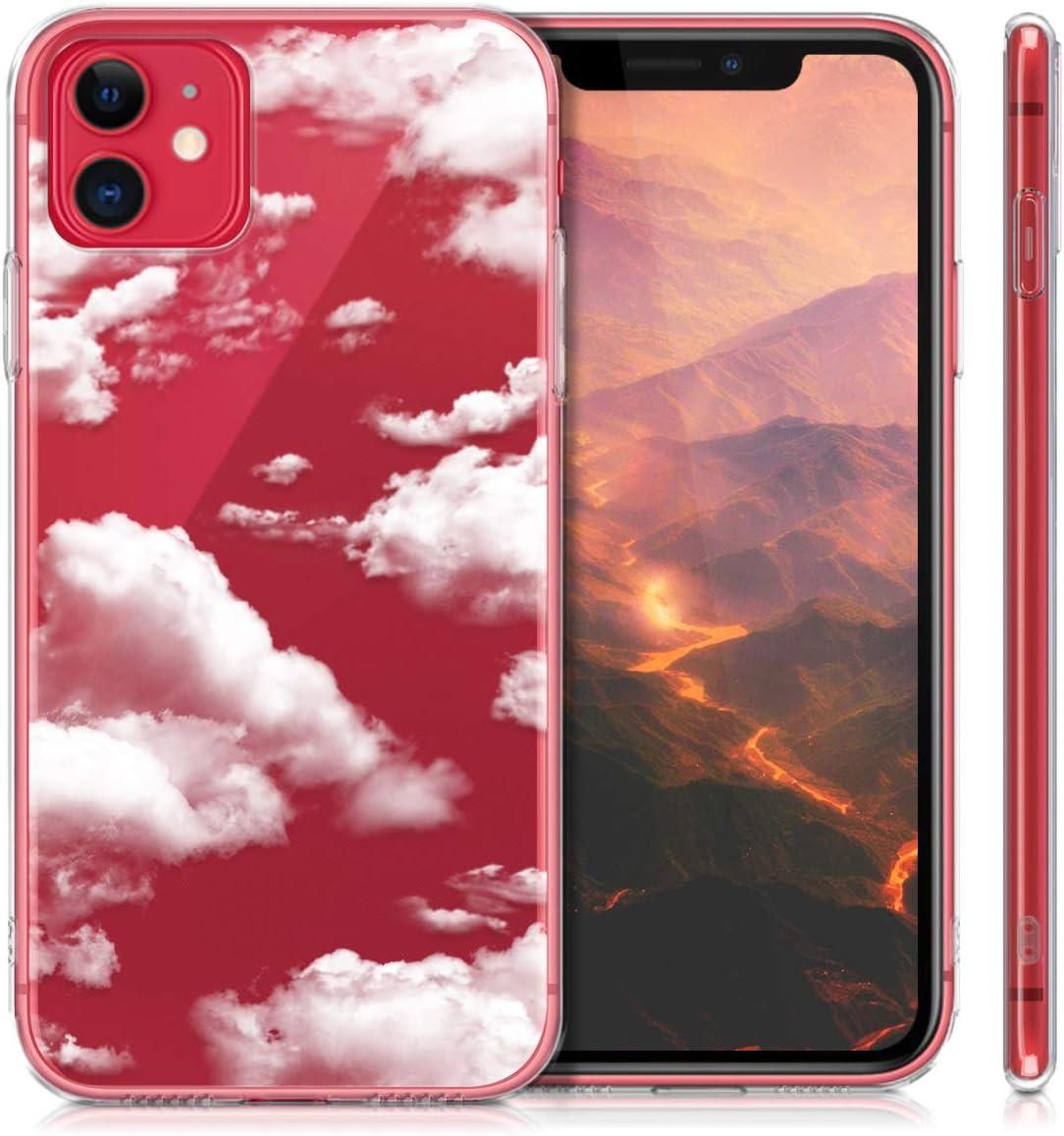 kwmobile Clear Case Compatible with Apple iPhone 11 - Phone Case Soft TPU Cover - Bunch of Clouds White/Transparent
