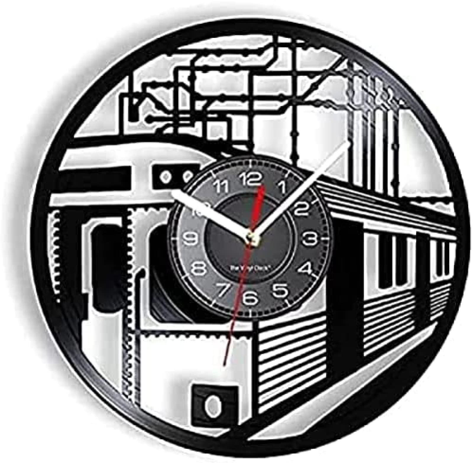 Horloge chemin de fer en vinyle découpé au laser, finition vintage de précision