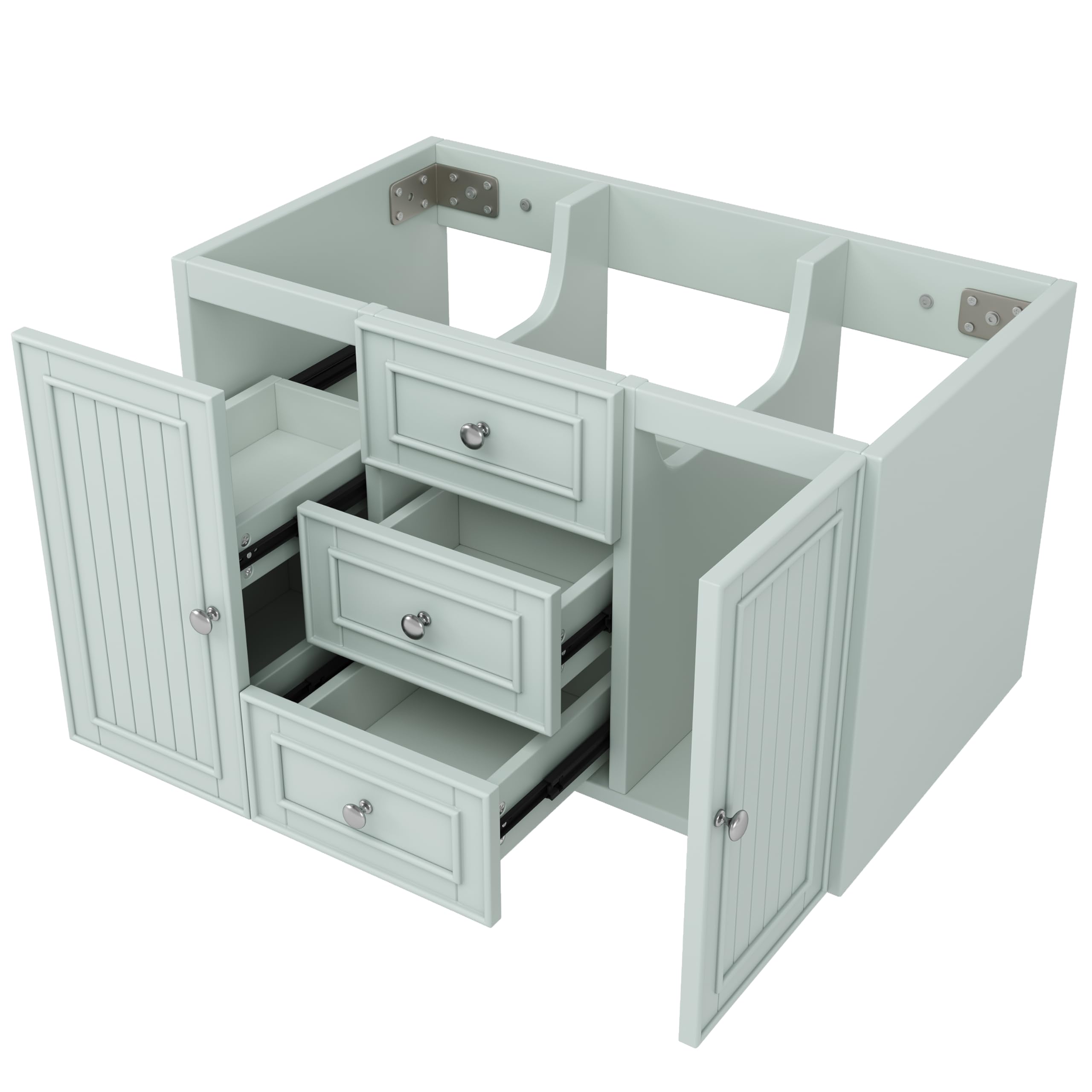 Mueble Baño de Pared con Lavabo y Almacenaje, Muebles de Baño con 3 Cajones y 1 Puerta, Lavabo con Mueble, Muebles Auxiliares Armario de Baño, 81x46x50.3 cm, Verde