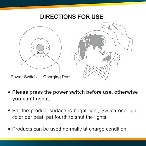 Miniatura 7 de Himalayan Glow Lámpara de luz de luna impresa en 3D con soporte de madera y control remoto regulable, LED recargable con lámpara de luna de 16