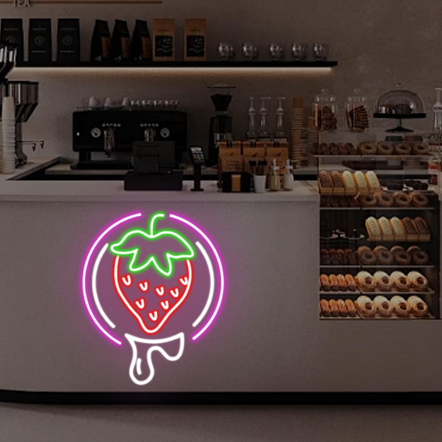 Strawberry Neon Sign Fruit Neon Light USB Dimmable neon Restaurant Bar Club Home Wall Decor Gift, Strawberry Lover, Drink Led light for Wall Decor, Party, Christmas, Wedding, Kawaii art