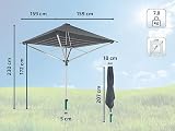 Leifheit Rotary Dryer LinoProtect 400, Aluminium - Rustproof, Grey, 40 m Line Length, Rotary Dryer with Umbrella, Covered Washing Line, Rotary Clothes Line - 8
