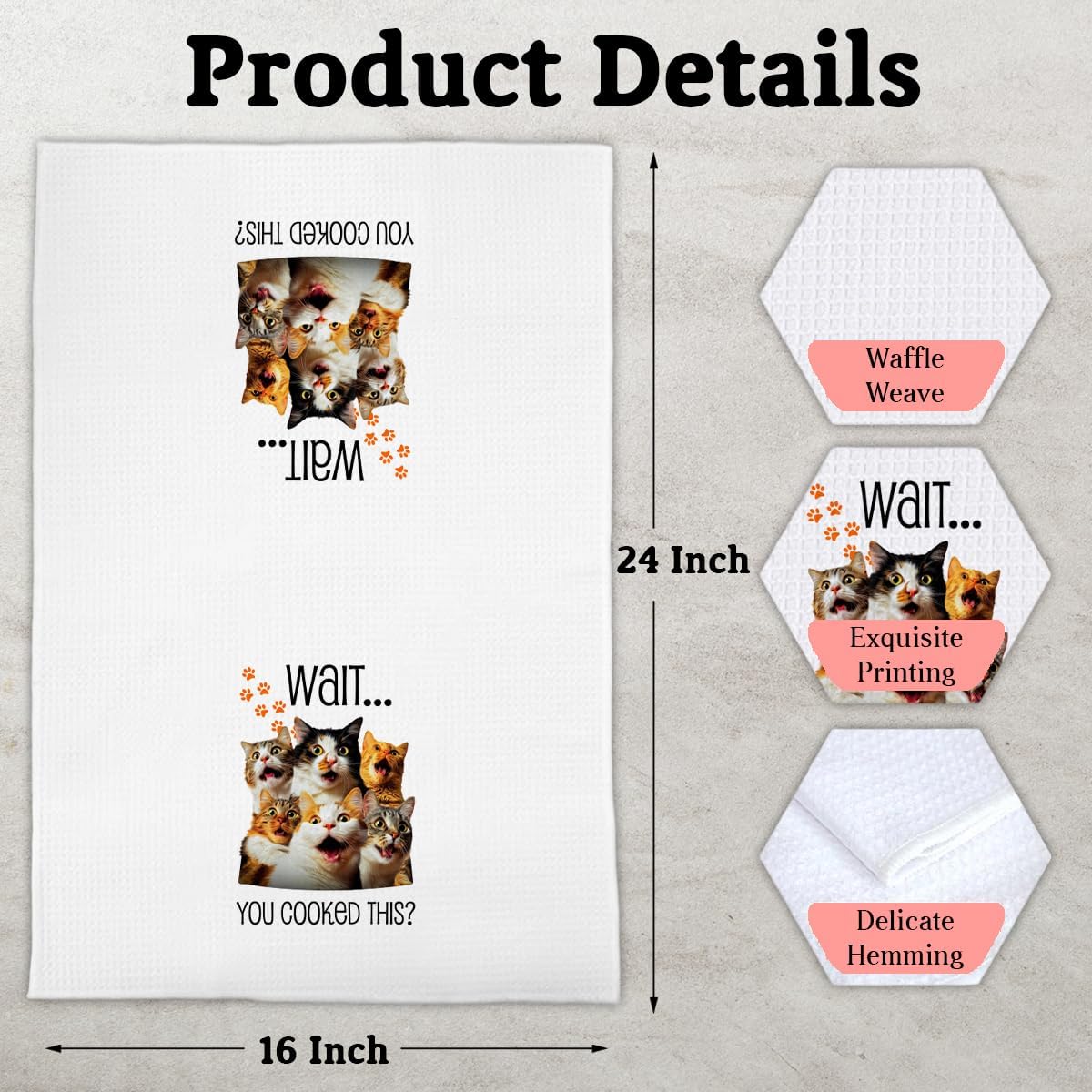 Funny Cat Gifts Kitchen Towels for Cat Lover, Cats Gifts Decorative Towels for Bar Kitchen Bathroom - Image 4