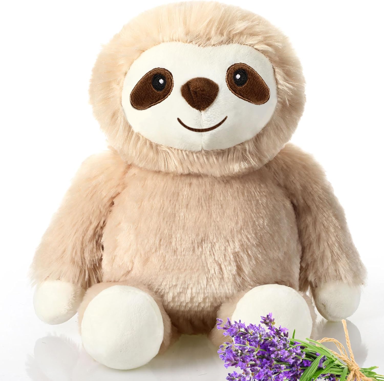 Hungdao Sloth Microwavable Weighted Stuffed Animals Heated Stuffed Animal 9 Inch Lavender Scented Sloth Plushie Soft Plush for Warmth Comfort Birthday Gift