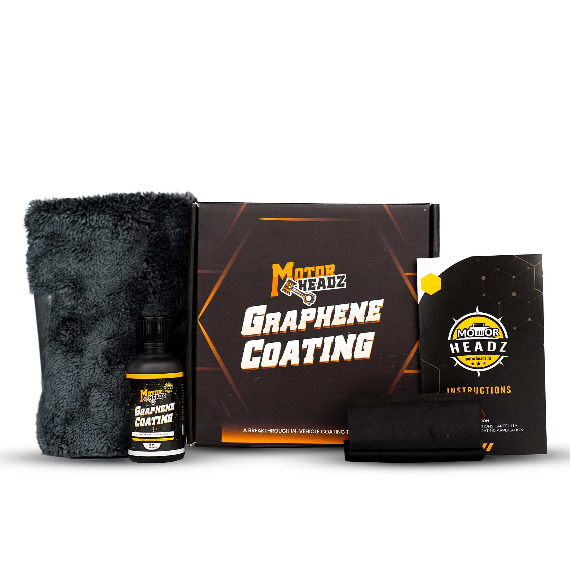 Motor Headz Graphene Ceramic Coating (30Ml), Advanced Coating Technology For Cars, Motorcycles, Suvs, &Boats, 5+ Years Of Long Lasting Shine & Durability, Extremely Hydrophobic, All In One Kit, Brown
