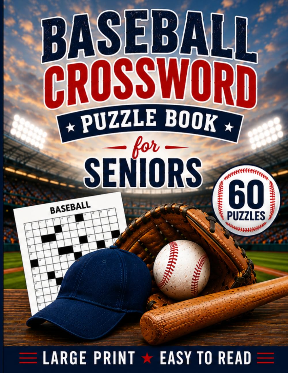 Baseball Crossword Puzzle Book for Seniors: America’s Pastime. Fun for your mind.