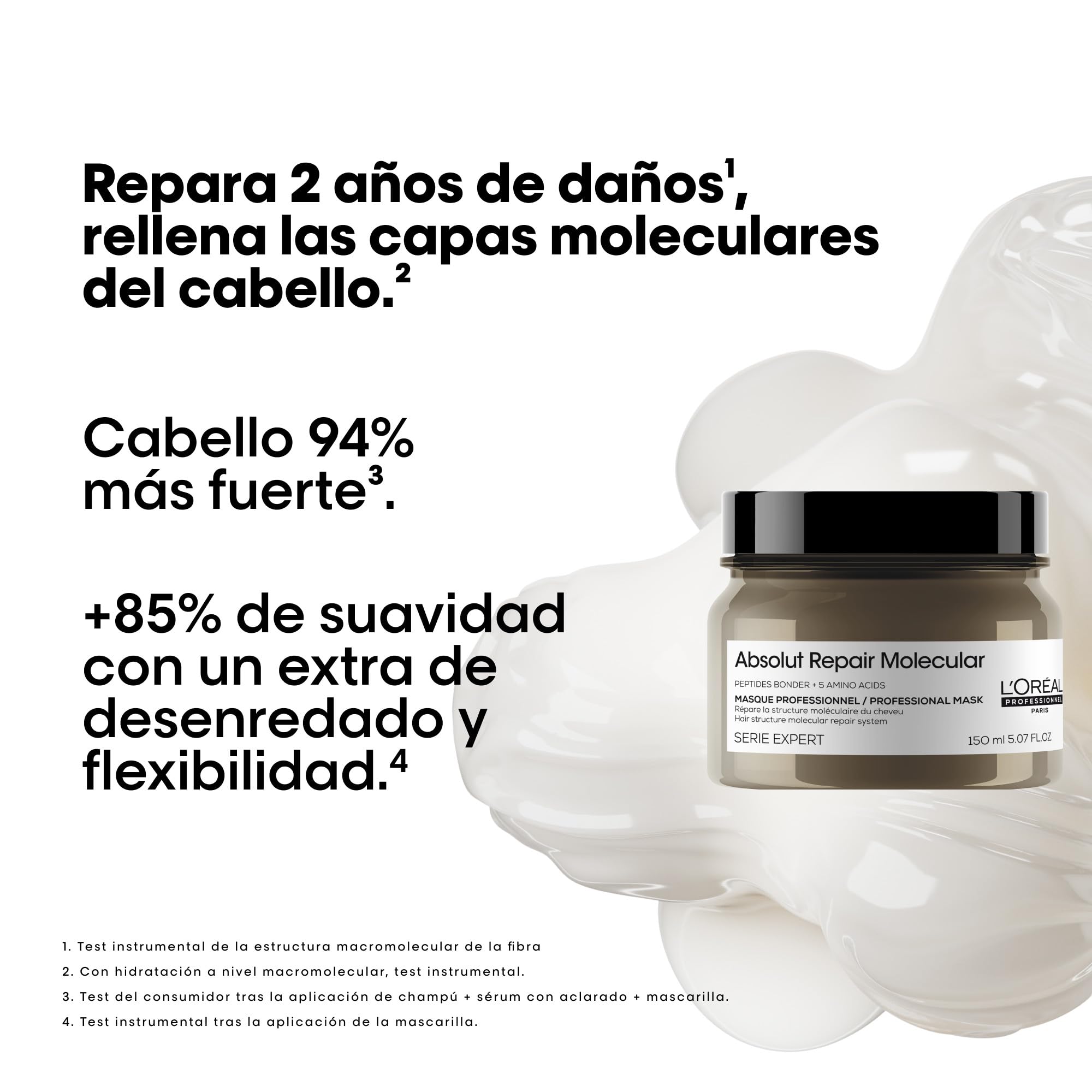 L'Oréal Professionnel Maska do włosów uszkodzonych strukturalnie, głęboka, molekularna naprawa dla większej elastyczności, z wiązaniami peptydowymi i 5 aminokwasami, seria Expert, maska molekularna