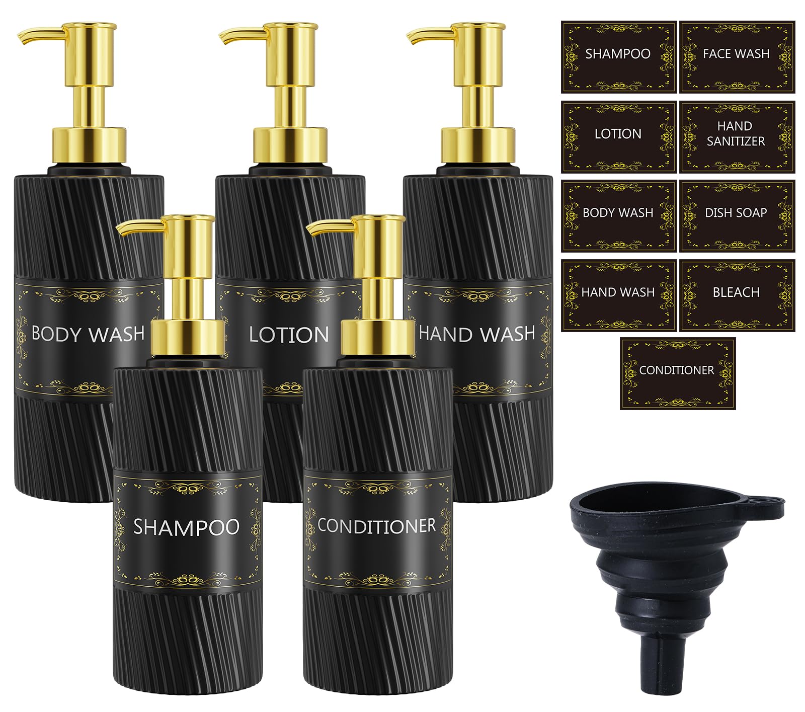 Mithrgrous Gold Soap Dispenser (5Pack), 16.9oz Shampoo Dispenser