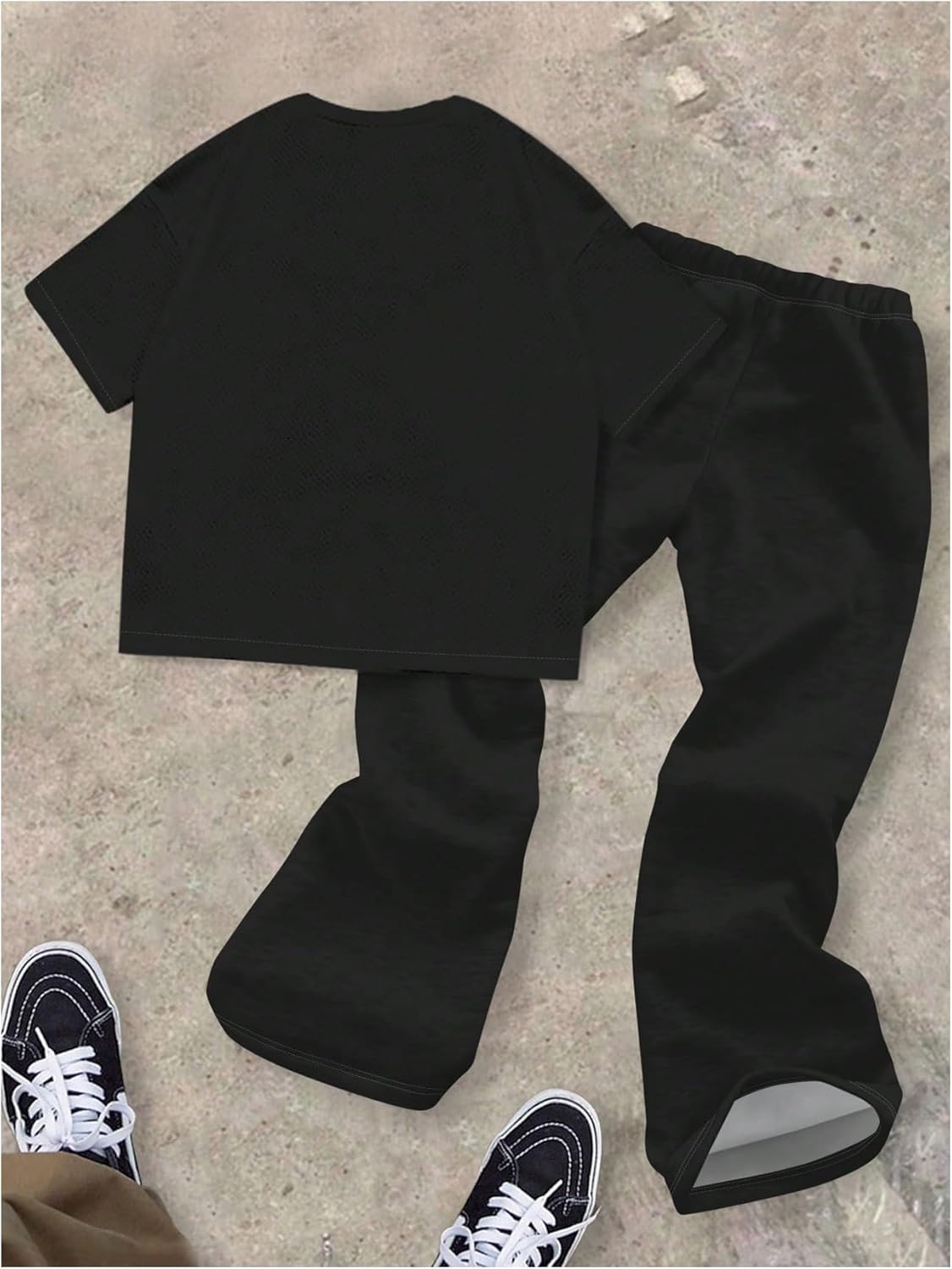 Boy's 2 Piece Tracksuit Letter Cross Graphic Short Sleeve T Shirt Flare Leg Sweatpants Sets Streetwear