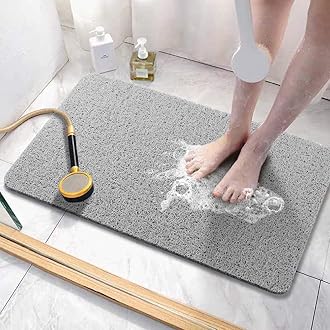 Asvin Soft Textured Bath, Shower, Tub Mat, 24x32 Inch, Phthalate Free, Non Slip Comfort Bathtub Mats with Drain, PVC Loofah Bathroom Mats for Wet Areas, Quick Drying