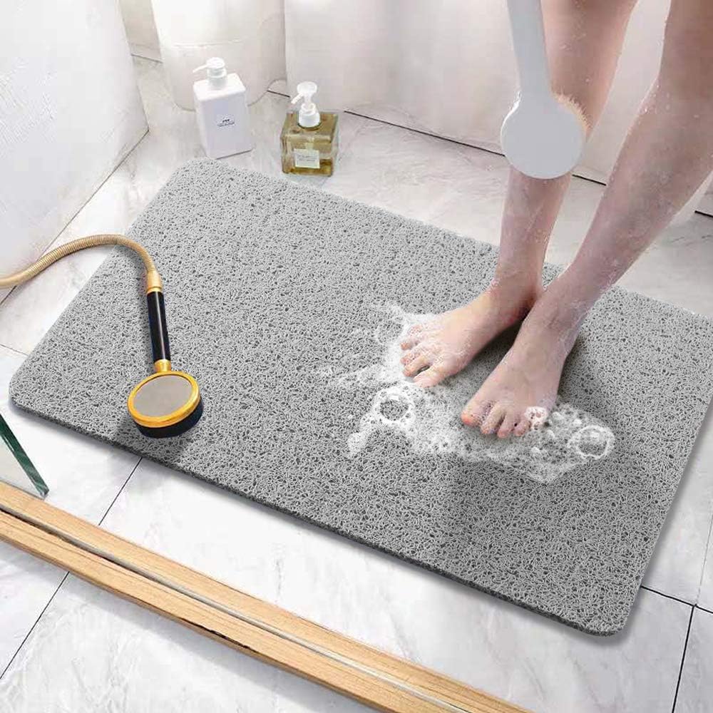 Asvin Soft Textured Bath, Shower, Tub Mat, 24x32 Inch, Phthalate Free, Non Slip Comfort Bathtub Mats with Drain, PVC Loofah Bathroom Mats for Wet Areas, Quick Drying