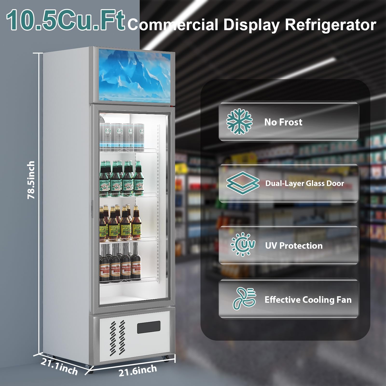 10.5 Cu. Ft. Beverage Refrigerator And Cooler For Man Cave, Commercial Merchandiser Refrigerators, Upright Display Refrigerator, Commercial Cooler As Back Bar Fridge on Fridge.com - View 2
