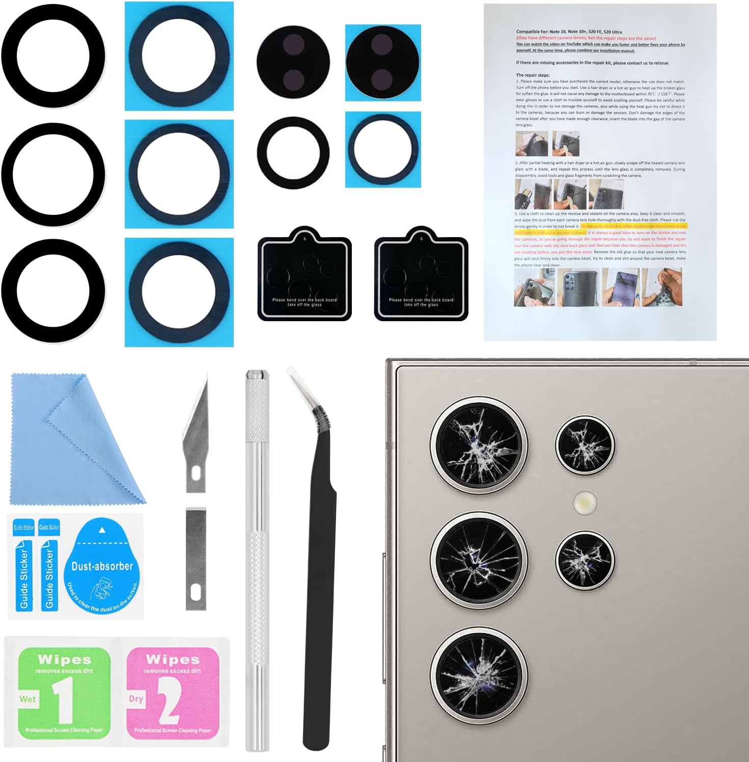 2PCS Galaxy S24 Ultra Back Rear Camera Lens Glass