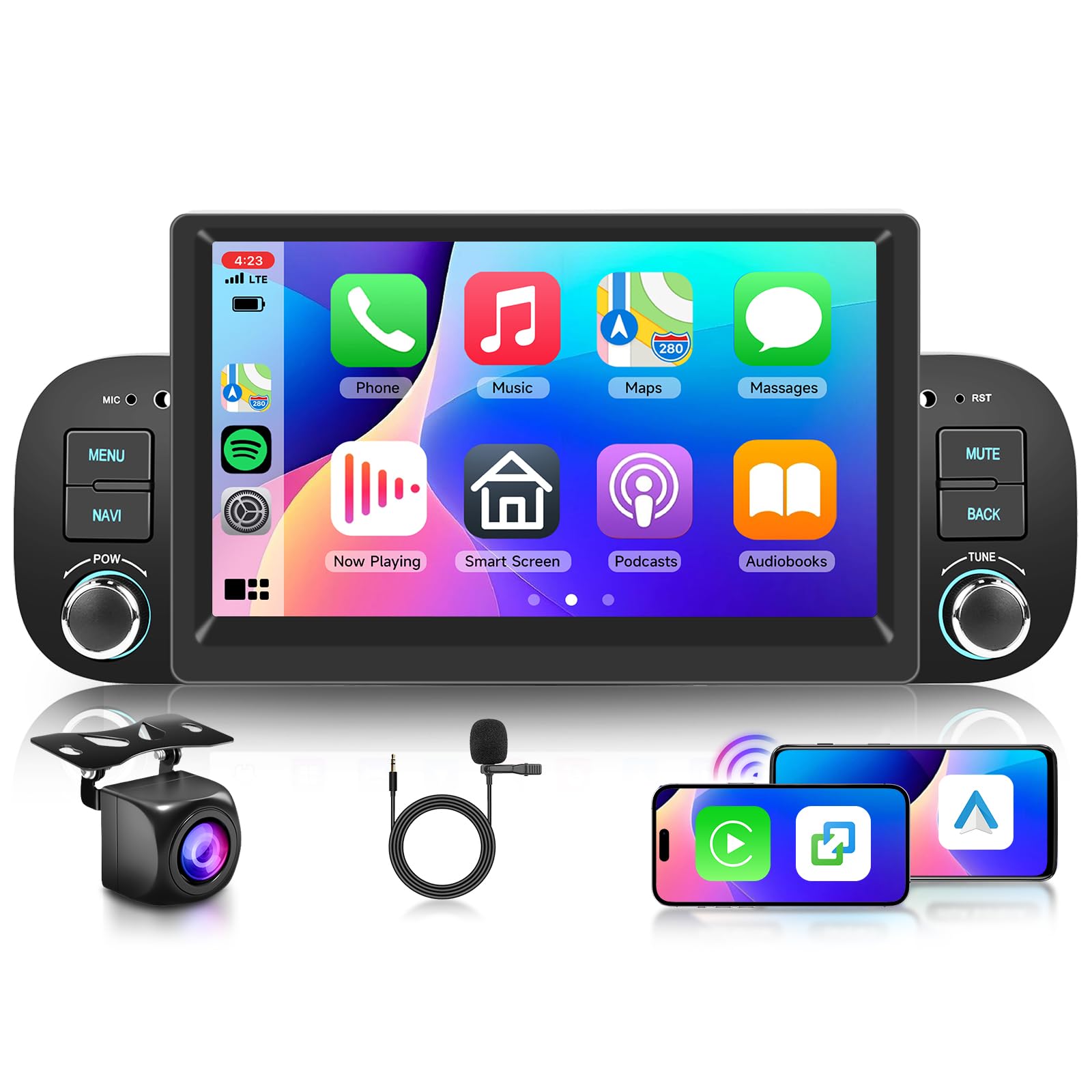 2G 64G Autoradio Android per FIAT Panda 2013-2020 7 Pollici Touchscreen Autoradio Panda con Wireless Carplay Android Auto GPS Mirror Link Bluetooth FM/RDS Radio WiFi USB+ Telecamera Posteriore