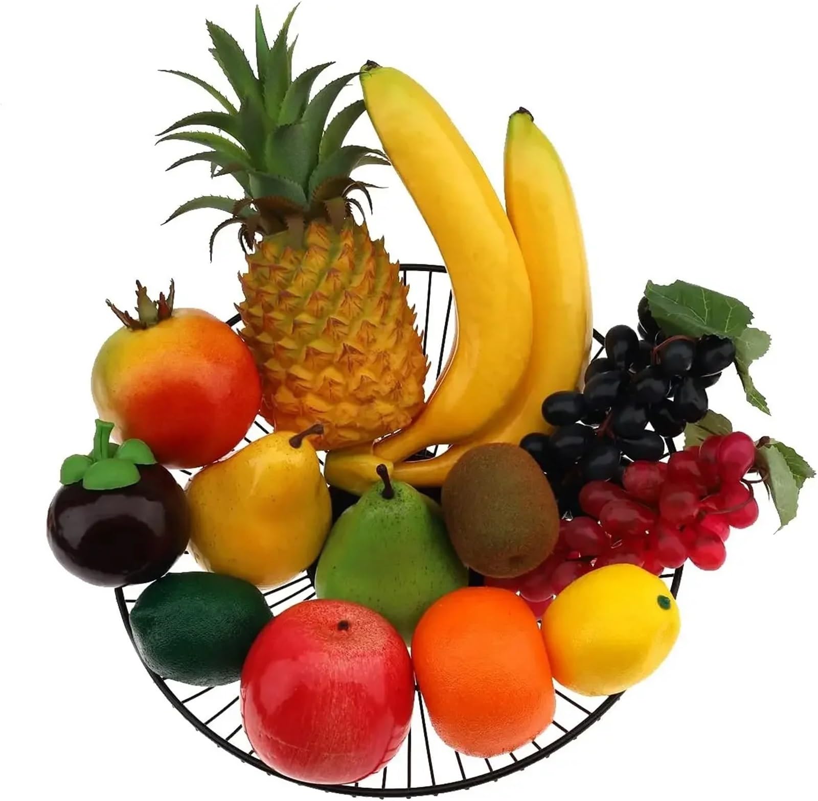 MZSKLW Fake Fruit Artificial Realistic Fruits 10/11/13/18pcs Set Banana Lemon Grape Watermelon Strawberries Orange Faux Lifelike Combination(Color 4)