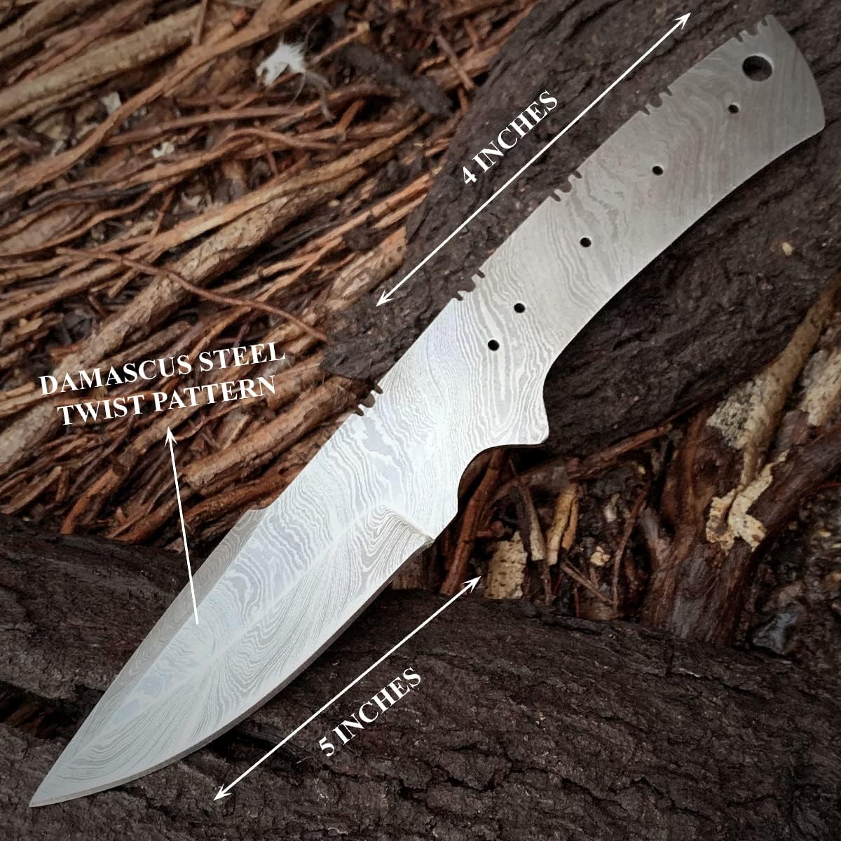 PAL 2000 KNIVES Handmade Damascus Steel - Build Your Own Knife - Kit with Blank Blade - Pins - Different Handle Material - Leather Sheath -