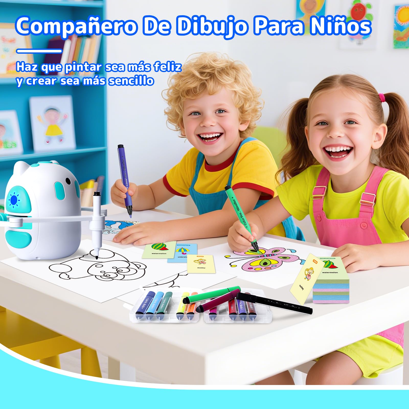 Roboticador de Dibujos para Niños 150 Tarjetas de Aprendizaje con Guía de Voz Montessori Materiales de Dibujo para Niños y Niñas de 3 a 8 años Regalo de Cumpleaños y Navidad (Versión en Inglés)