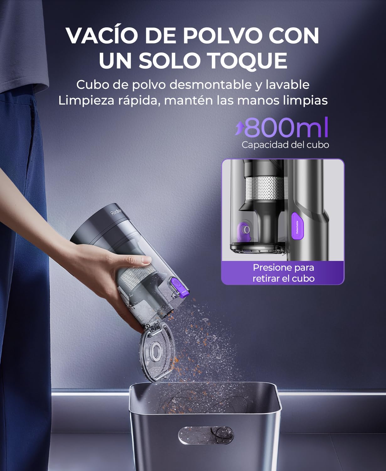 Redkey P9 Pro Aspiradora Sin Cable 68KPa/650W/80 Min, Escoba Aspiradora sin Cable con LED Pantalla, Anti-enredos, Recarga Mural, Aspiradora para Suelos Duros/Alfombras/Pelo Mascotas/Auto