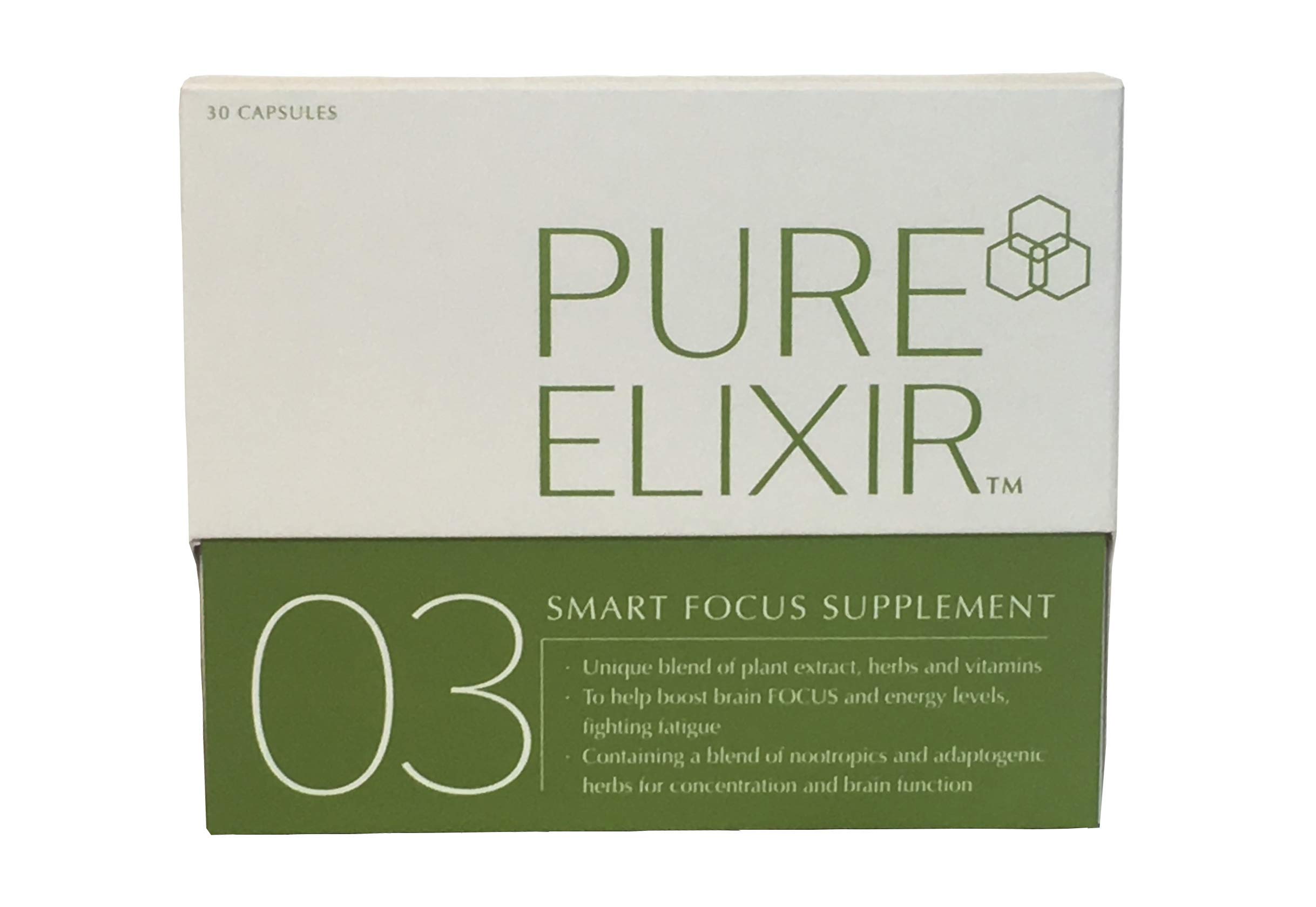 Nootropic Brain Supplement, Best Natural Nootropic, Focus, Concentration, Cognitive Enhancer, Mental Performance, Cognitive Booster, No Caffeine Nootropic, 03 Smart Focus by Pure Elixir