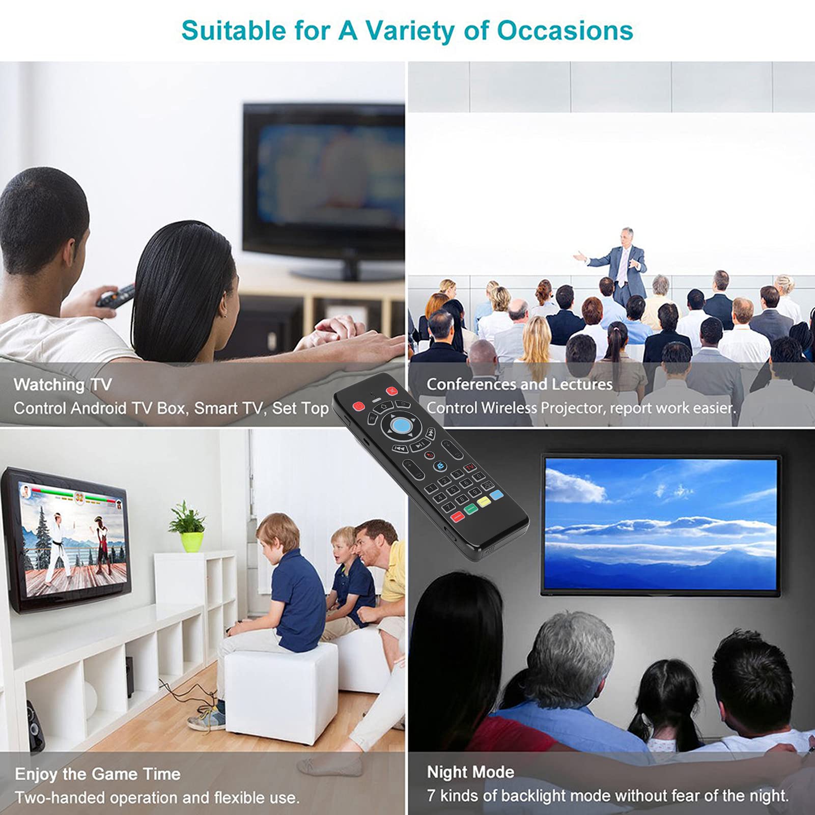 Sxhlseller Kabellose Fernbedienung mit Touchpad-Funktion, Beleuchtete Air-Fernbedienungsmaus, Multifunktionale Wiederaufladbare Tastaturmaus, IR-Lernfernbedienung Fly Air-Maus für PC ＆ Smart TV