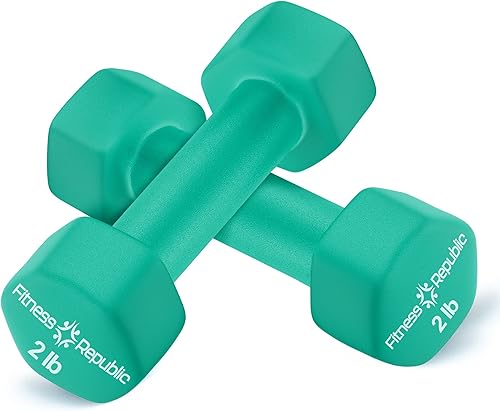 Fitness Republic Juego de 2 mancuernas de neopreno, antideslizantes, forma hexagonal, pesas libres para tonificación muscular y fortalecimiento de