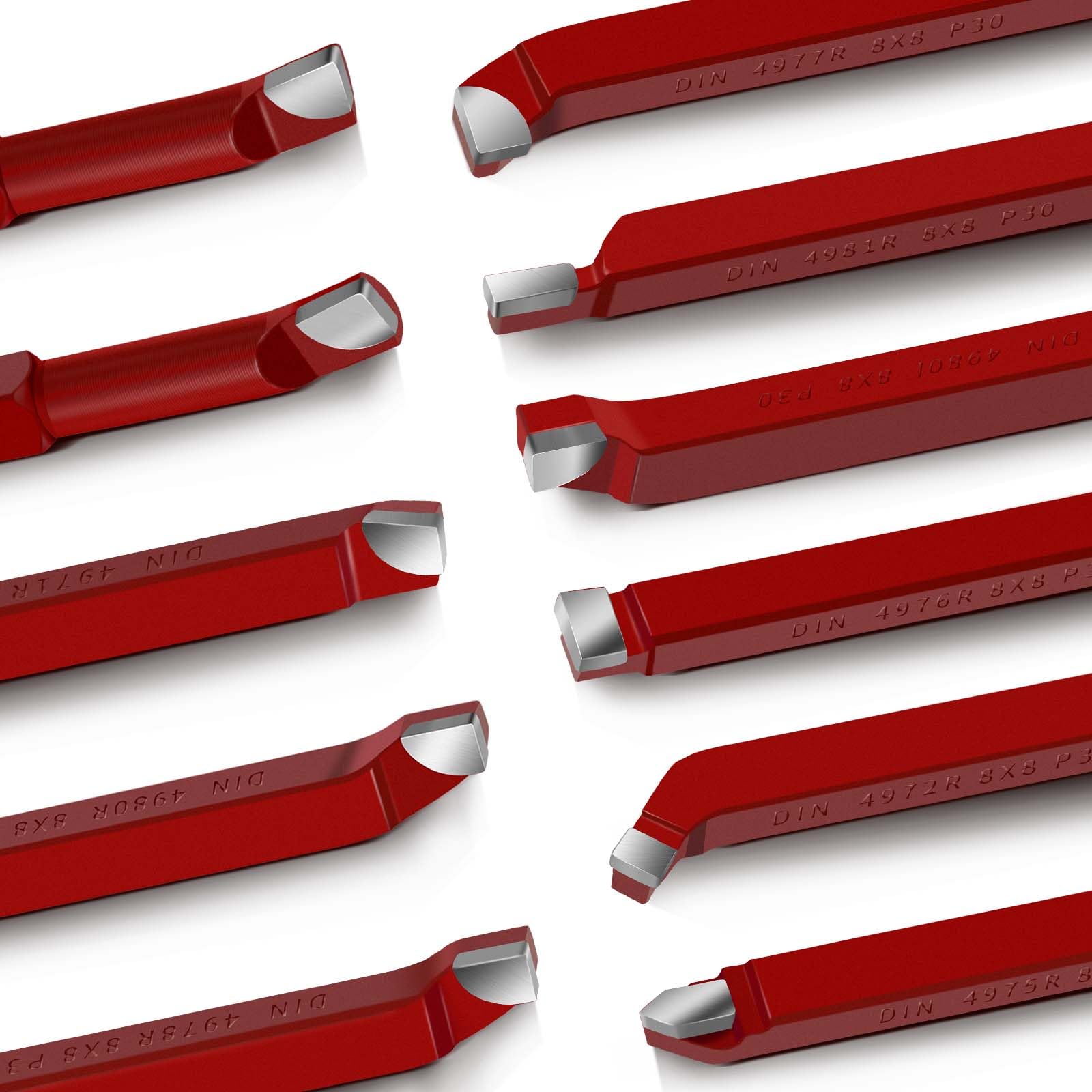 11 herramientas de corte con punta de carburo de 0.3 pulgadas, herramientas de corte de torno de metal | Herramientas de torno de corte de metal para torneado, taladrado y biselado de torno de metal