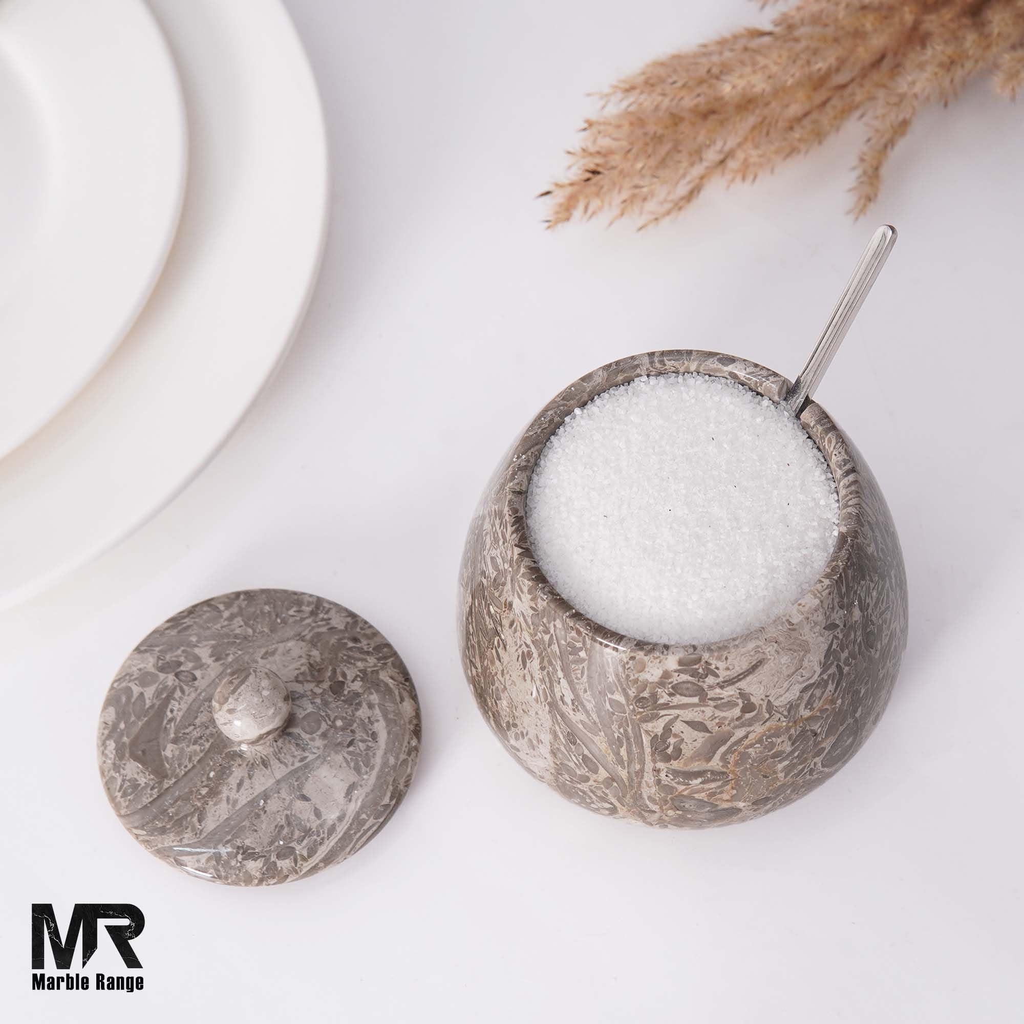 Marble Salt Cellar with Lid & Spoon -6