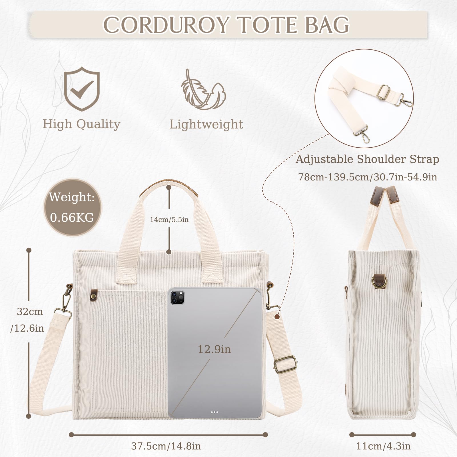 VASCHY Borsa Tote Università Donna, Elegante Borsa Tracolla per Shopping, Viaggio, Lavoro, Ufficio e Scuola