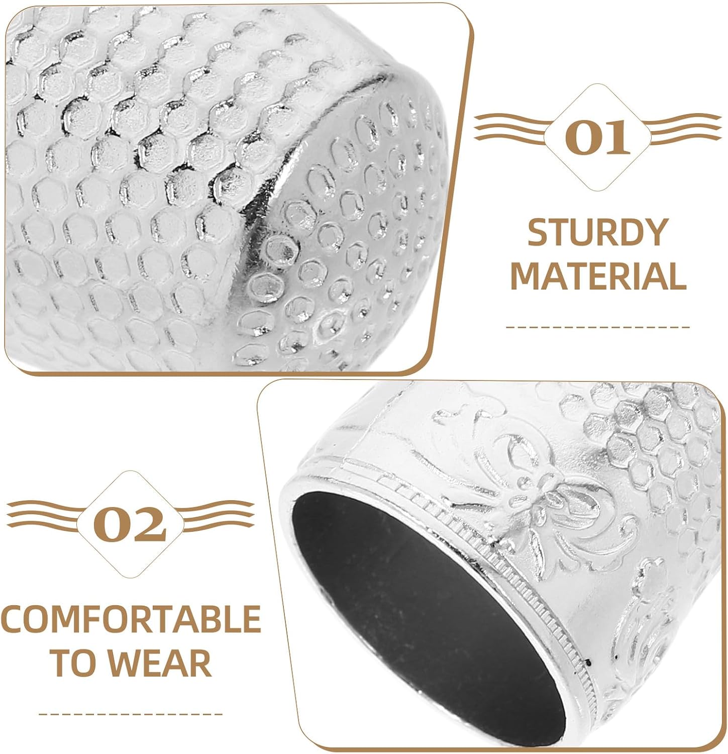 GLSTOY 10pcs Silver Iron Sewing Thimble Protectors Portable Finger Guards for Hand Sewing Home Craft Accessories
