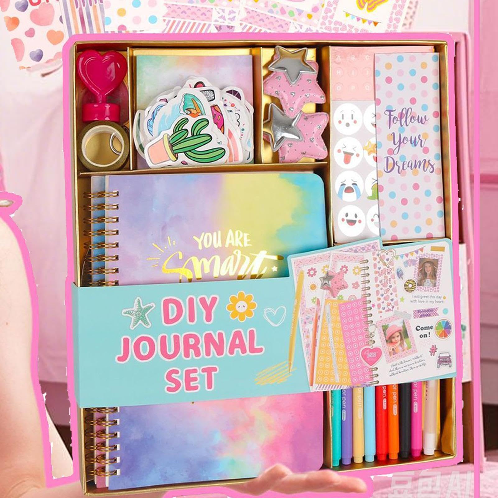 Genérico Kit de diario DI Y para niñas de 8 a 12 años, set de diario DI Y para niñas, artículos para scrapbooking y diario, bonito kit de manualidades para diario, regalo para niñas