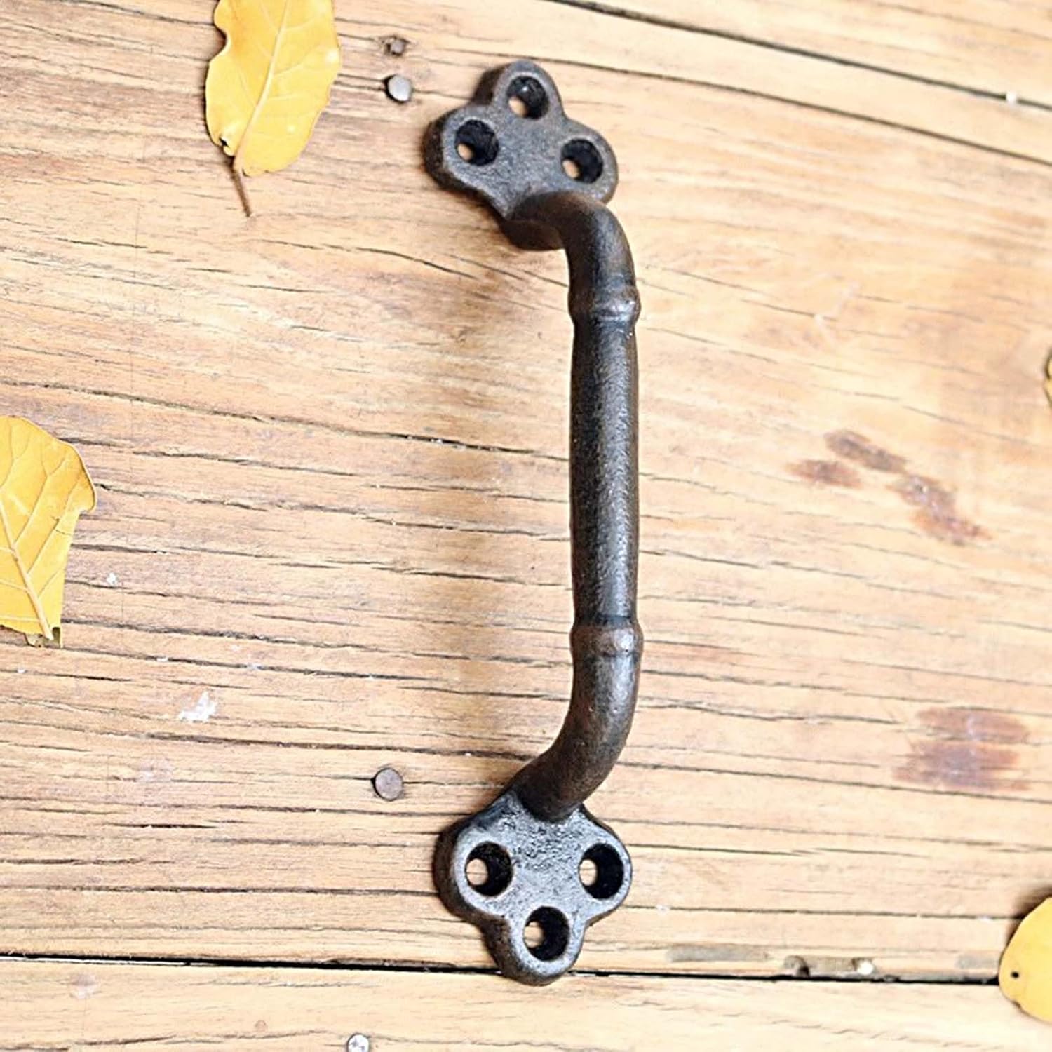GTPBAO Solid Cast Iron Gate Handles, 2-Pack, Farmhouse Style Barn Door Handle for Fence Gate Garage Closet Drawer, 8.9" Long