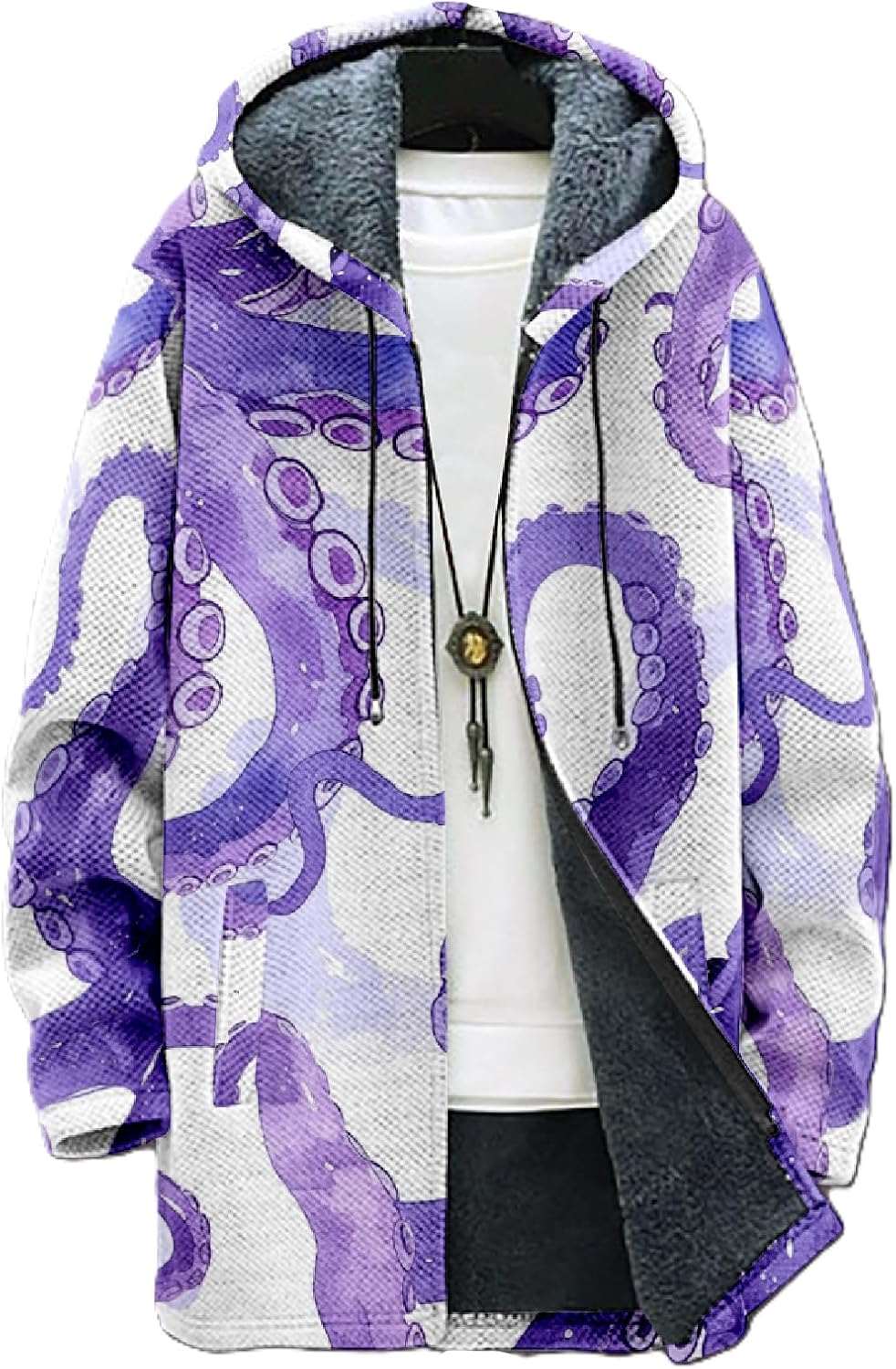 Hoodies for Men Zip Up octopus 3d Print Big And Tall Heavyweight Fleece Long Winter...