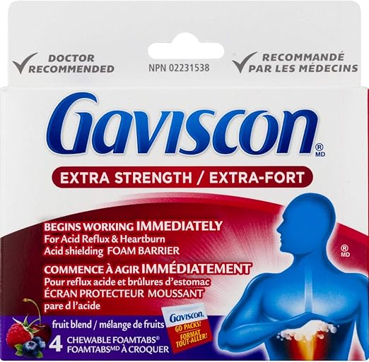 Gaviscon Extra Strength Tablets 4 Count Portable Chewable Foaming