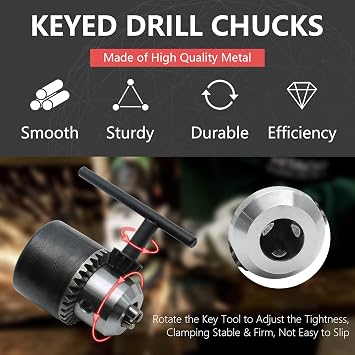 1.5-10mm Capacity Key Drill Chuck 3/8, 3/8-24UNF Mount Impact Drill Driver Bits Quick Connect Conversion Adapter with 1/4 Hex Shank & Chuck Key for Impact Driver
