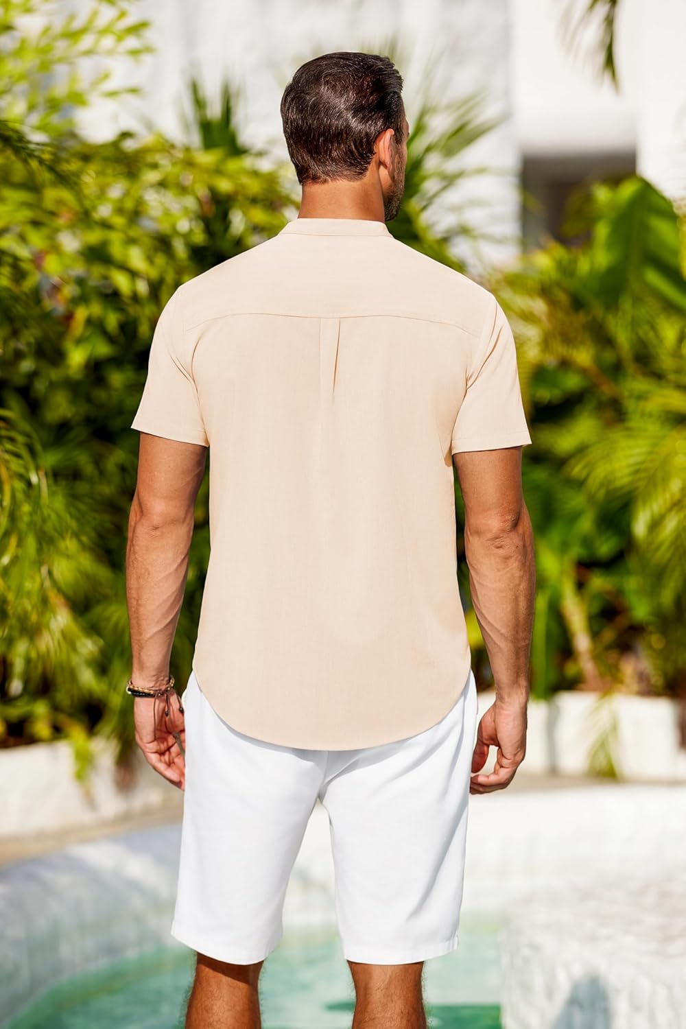 COOFANDY Mens Casual Henley Shirts Band Collar Short Sleeve T-Shirts Summer Stylish Beach Hippie Shirt - Image 3