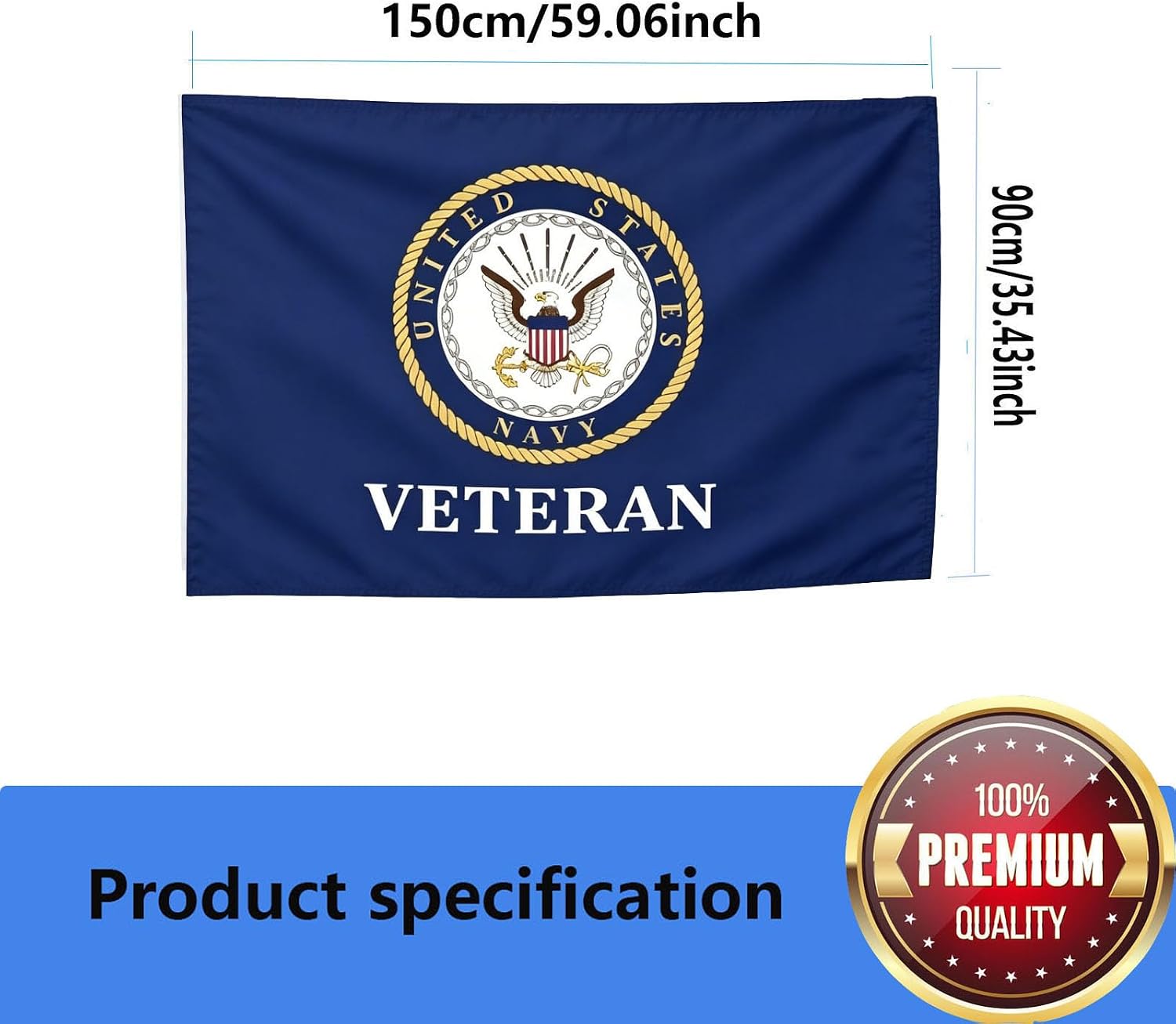 US Veteran Flag 3x5 FT - Triple Layer Double Sided Military Banner, Heavy Duty 210D Polyester with Brass Grommets, Fade Resistant for Outdoor Yard Display